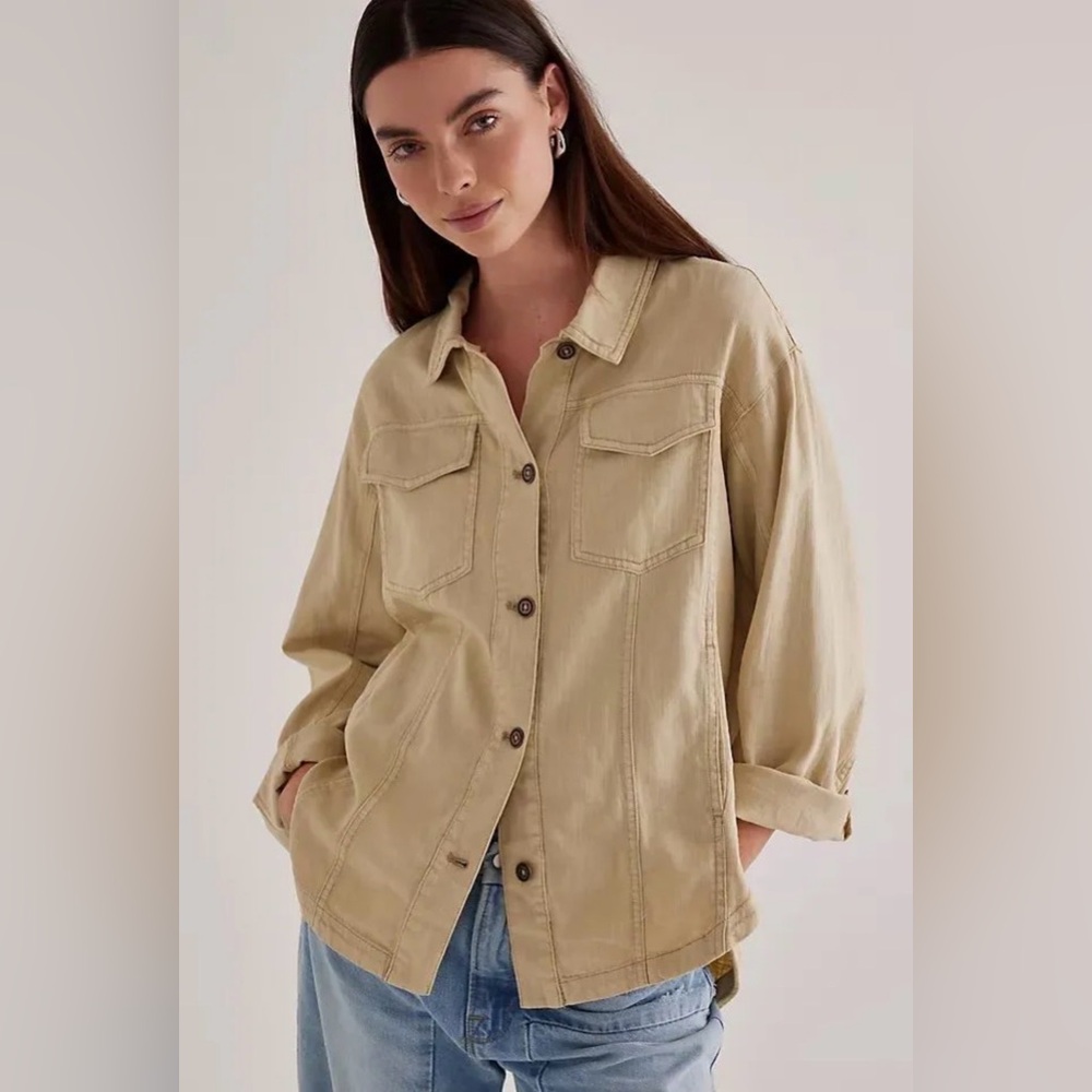 Pilcro Linen Shirt Jacket - Picture 2 of 6